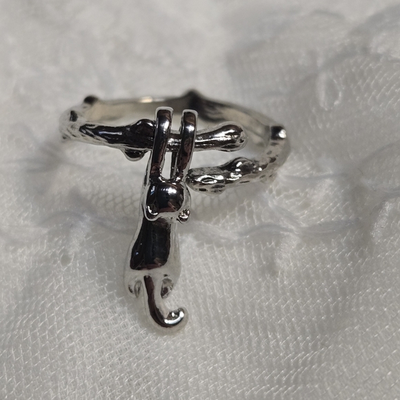 Hang In There Kitty Cat Fidget Ring Sz7 - Picture 1 of 4